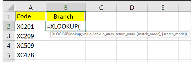 Xlookup function in excel